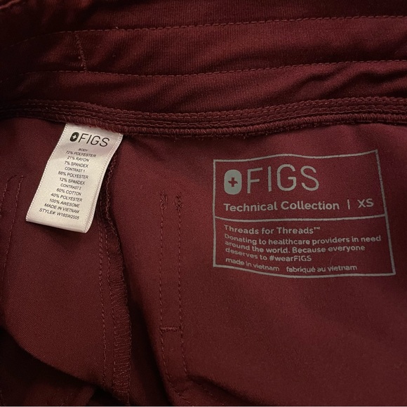 FIGS Zamora Jogger Scrub Burgundy Pants - Picture 8 of 8